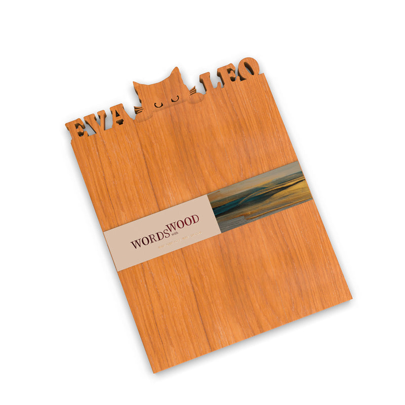 Personalized Cutting Board with Name and Cat Pattern