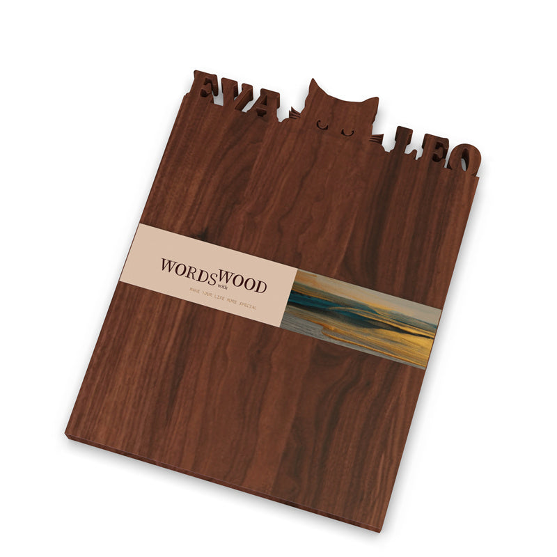 Personalized Cutting Board with Name and Cat Pattern
