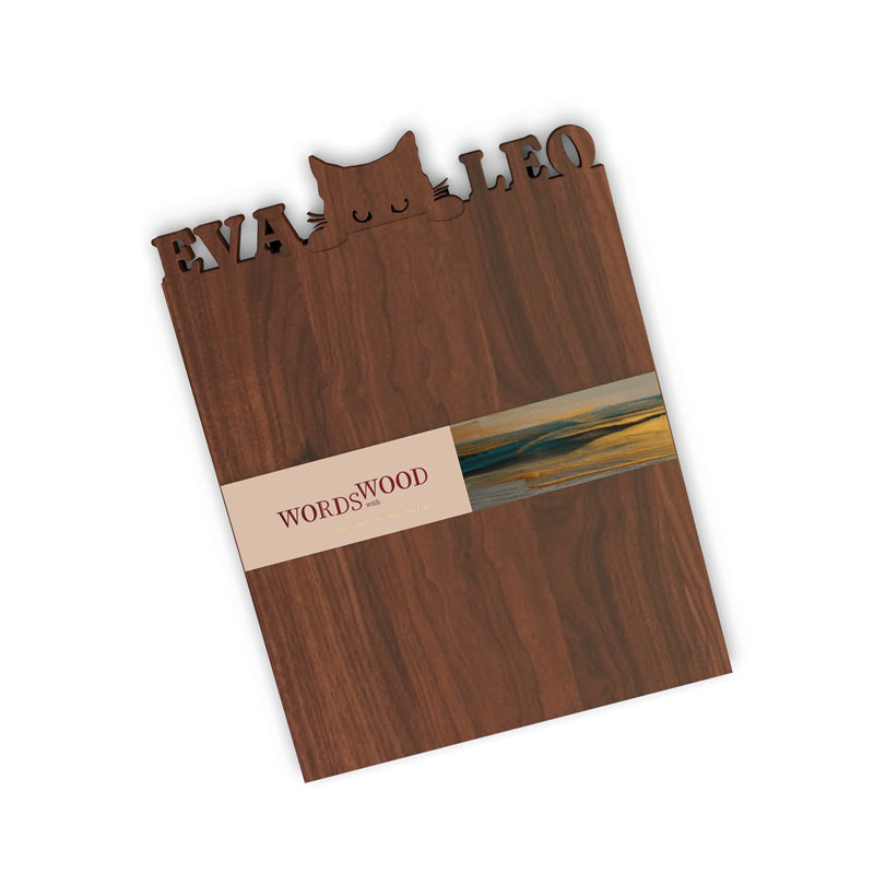 Personalized Cutting Board with Name and Cat Pattern