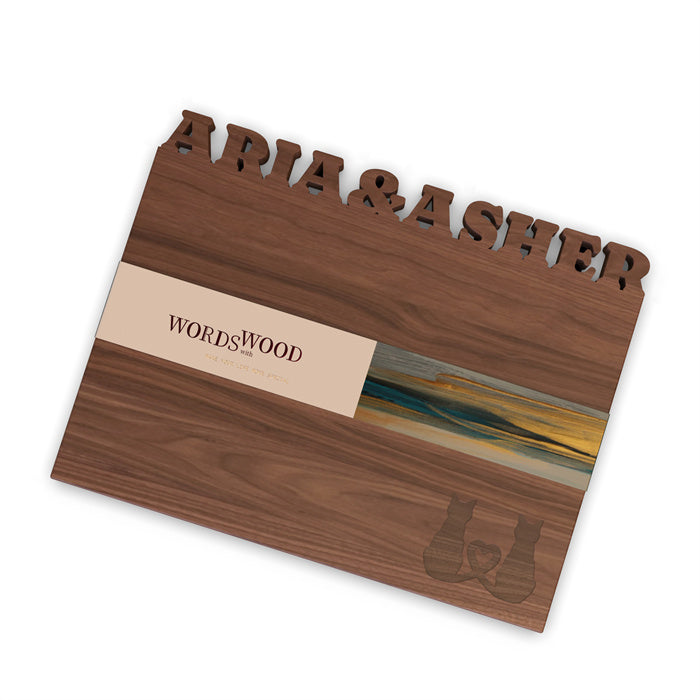 Personalized Cutting Board with Name and Love Cat