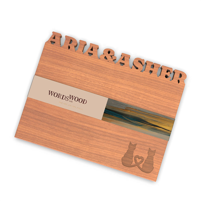 Personalized Cutting Board with Name and Love Cat