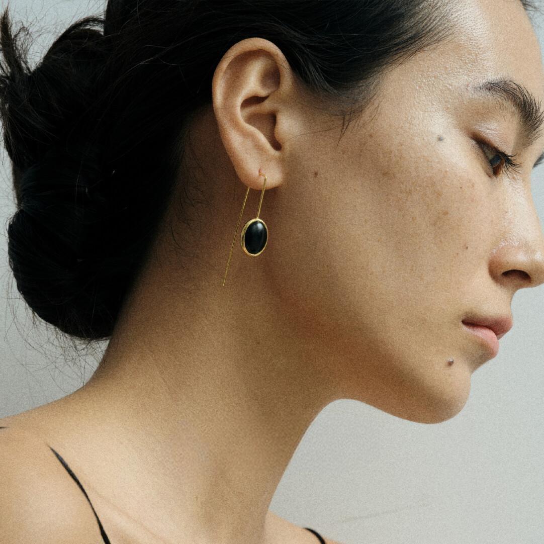 S925 Silver Double-Sided Ebony Wood Earrings – Unique Design