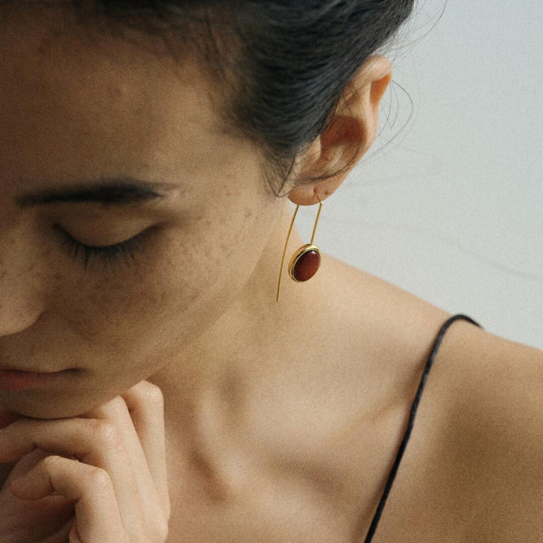 S925 Silver Double-Sided Ebony Wood Earrings – Unique Design