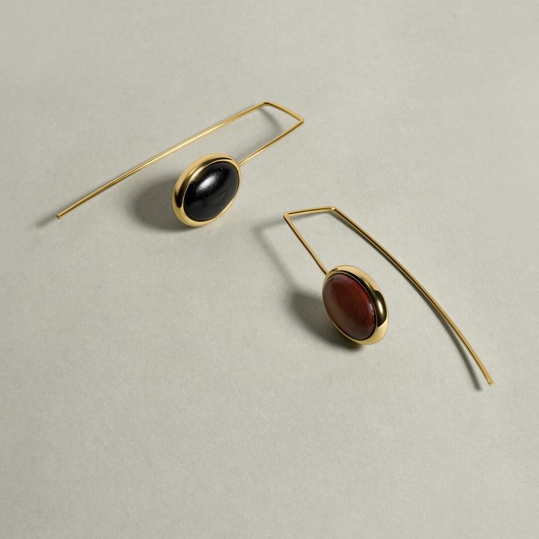 S925 Silver Double-Sided Ebony Wood Earrings – Unique Design