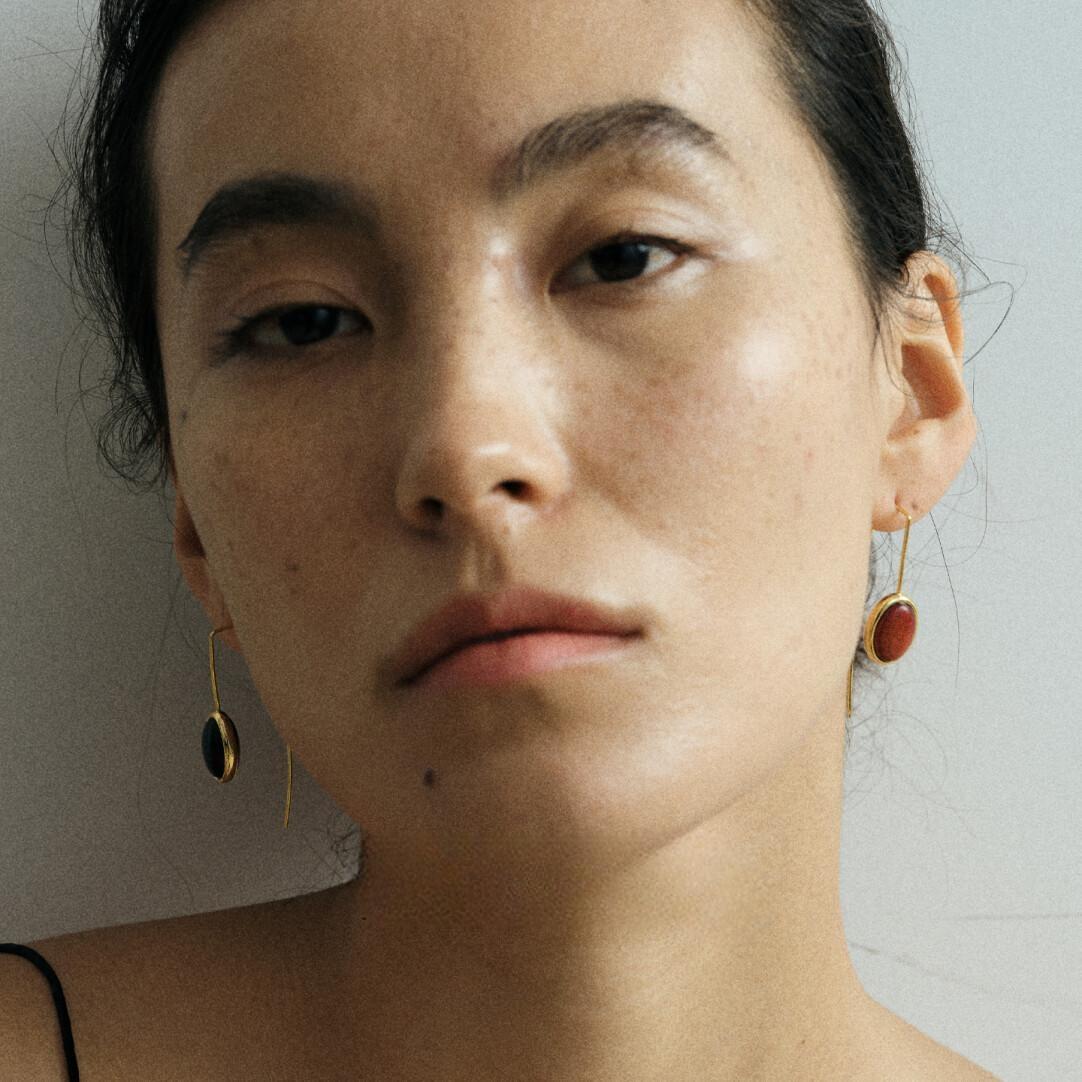 S925 Silver Double-Sided Ebony Wood Earrings – Unique Design