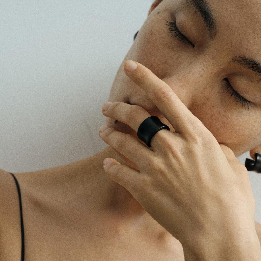 S925 Silver & Ebony Wood Ring for Women – New Design