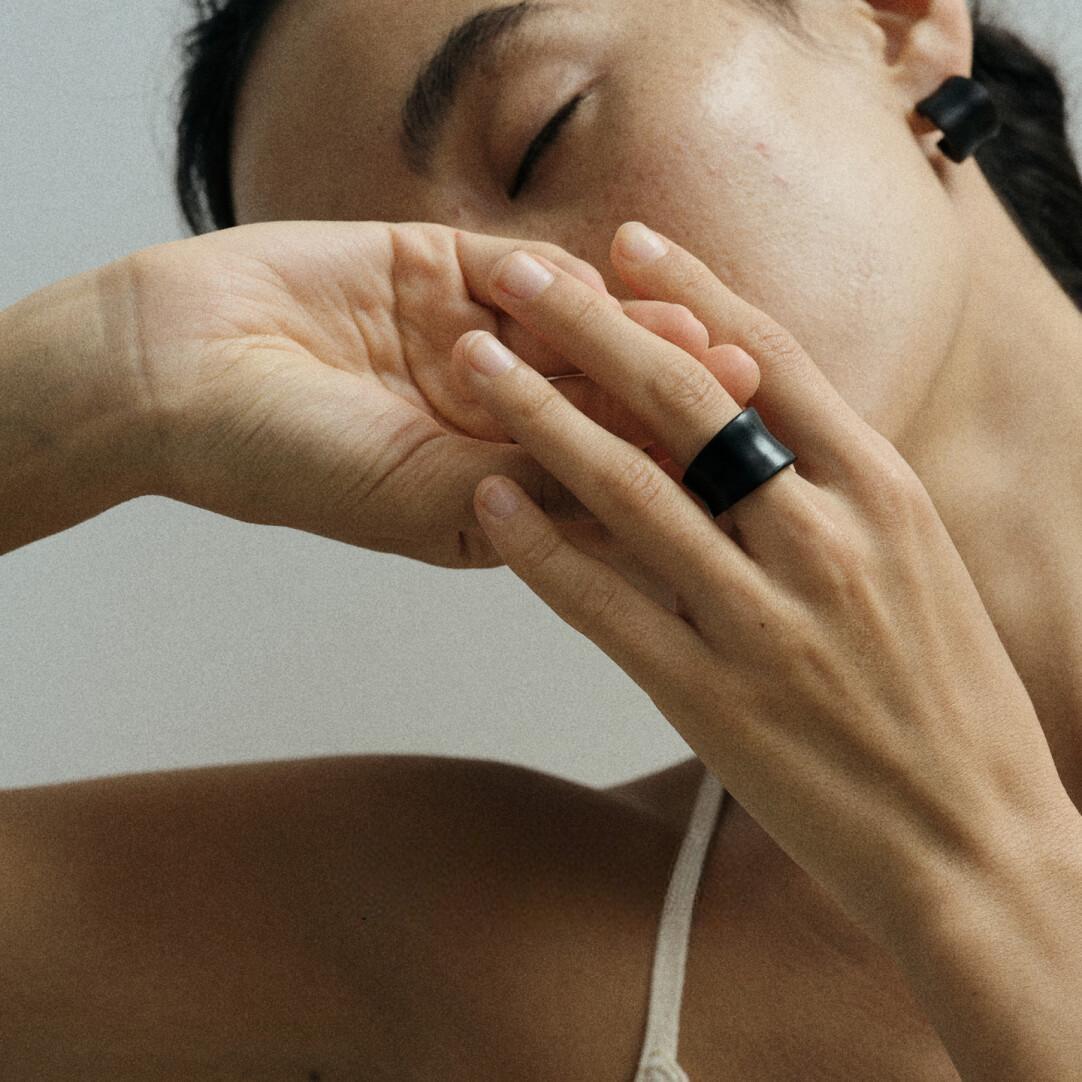 S925 Silver & Ebony Wood Ring for Women – New Design