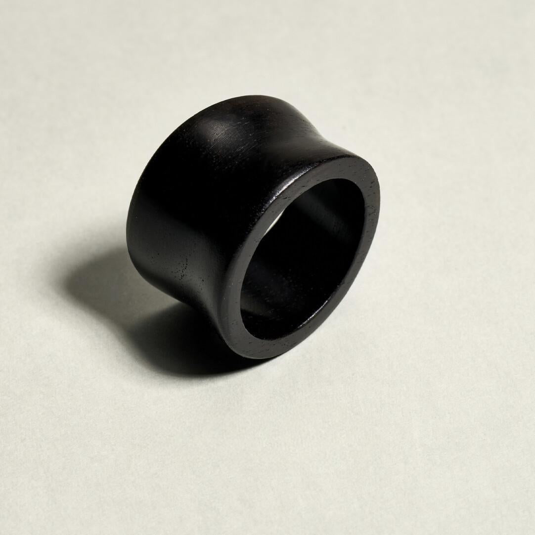 S925 Silver & Ebony Wood Ring for Women – New Design