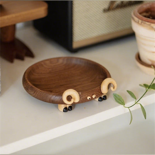 Sheep-shaped Solid Wood Storage Tray