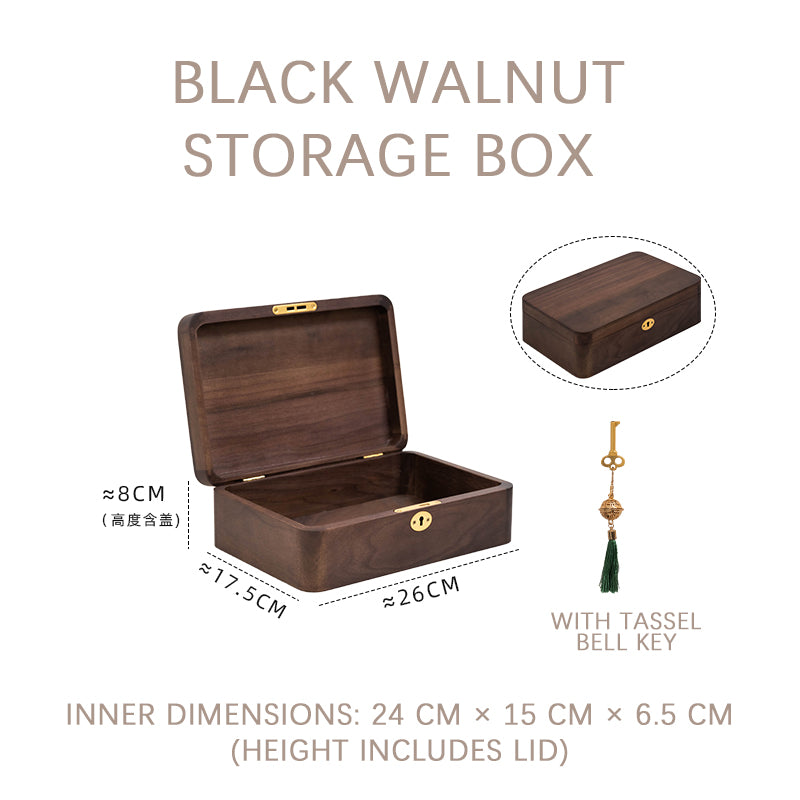 Lockable Solid Walnut Gold Storage Box with Vintage Key