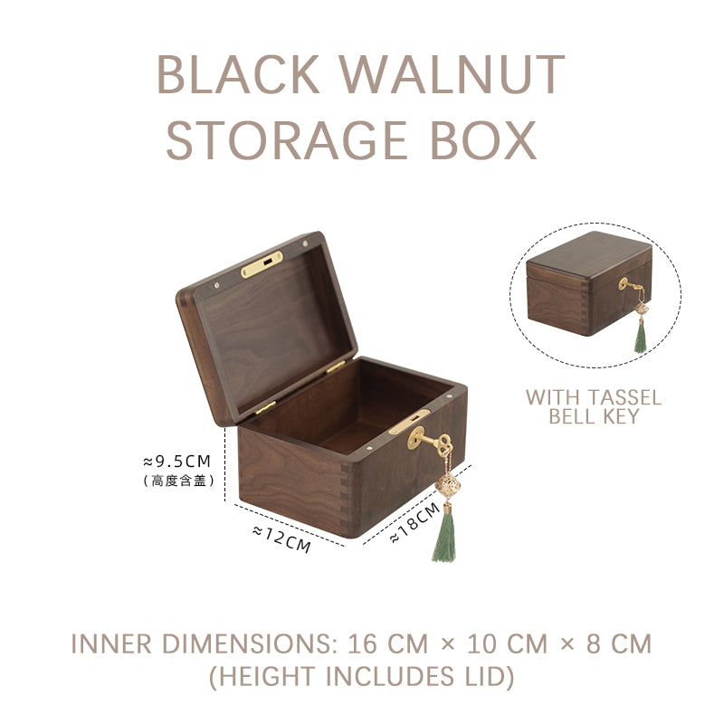 Lockable Solid Walnut Gold Storage Box with Vintage Key