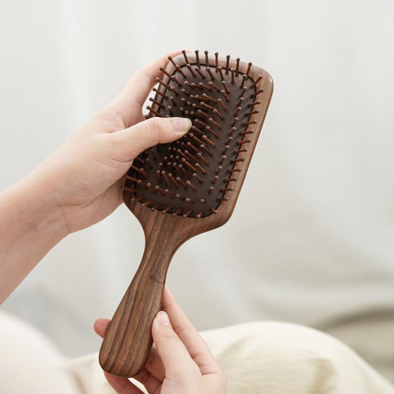 Solid Walnut Air Cushion Hair Brush Scalp Massager