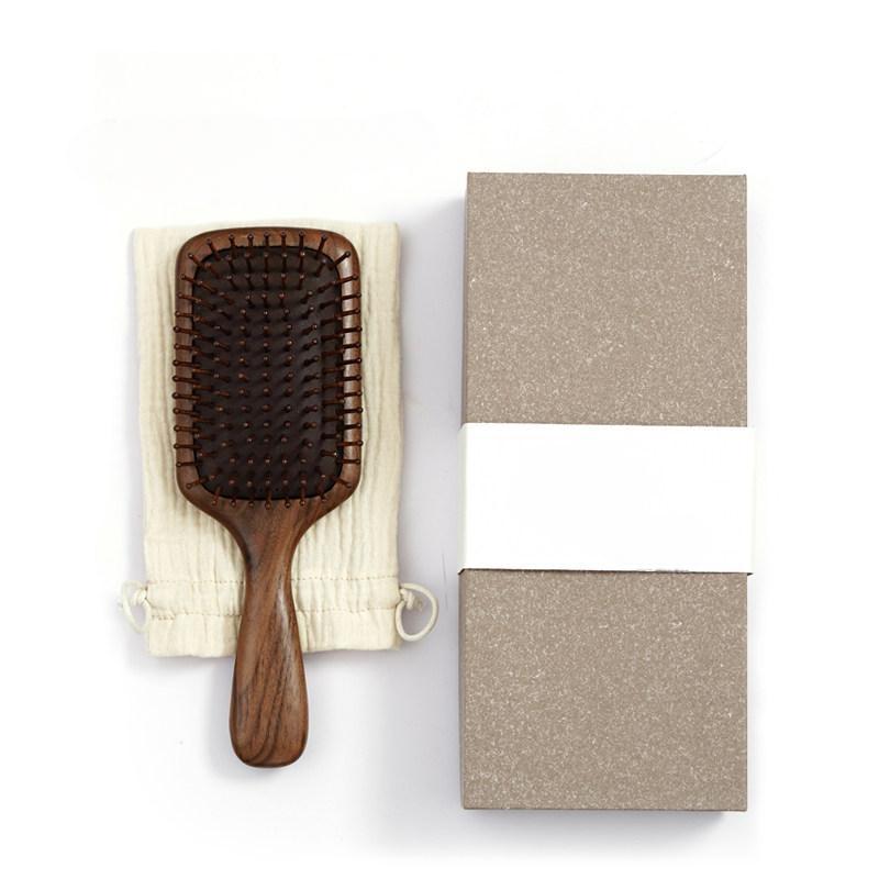 Solid Walnut Air Cushion Hair Brush Scalp Massager