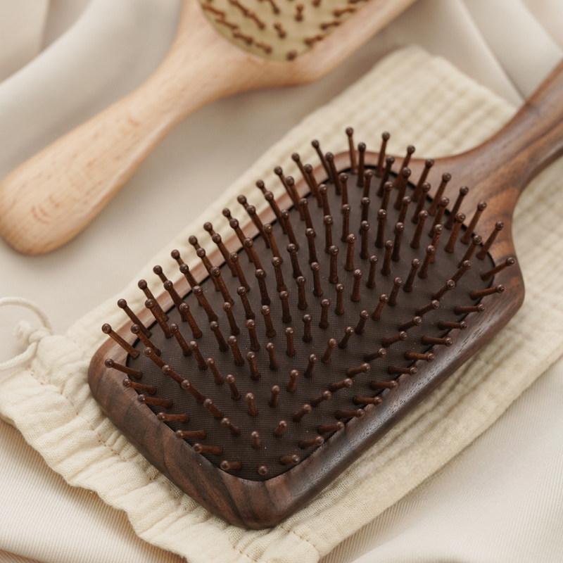Solid Walnut Air Cushion Hair Brush Scalp Massager