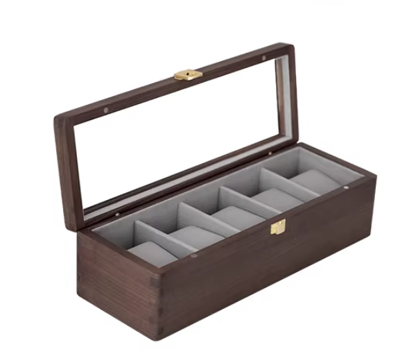 Solid Walnut Wood Bracelet & Bangle Gift Box with Soft Lining