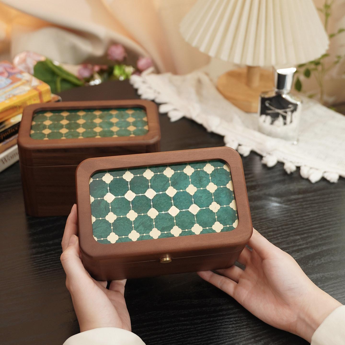 Solid Walnut Wood Bracelet & Bangle Gift Box with Soft Lining