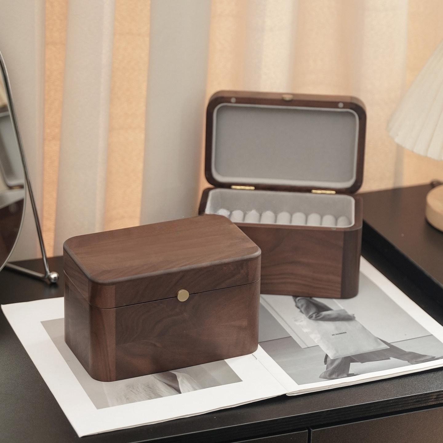 Solid Walnut Wood Bracelet & Bangle Gift Box with Soft Lining