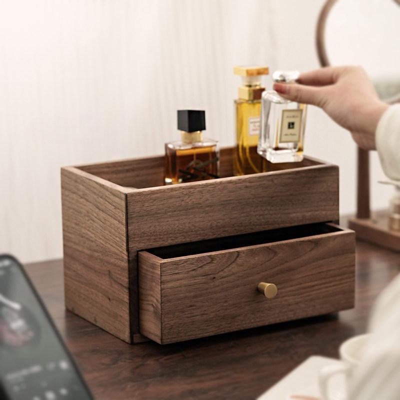 Stackable Solid Wood Drawer Makeup Organizer Box