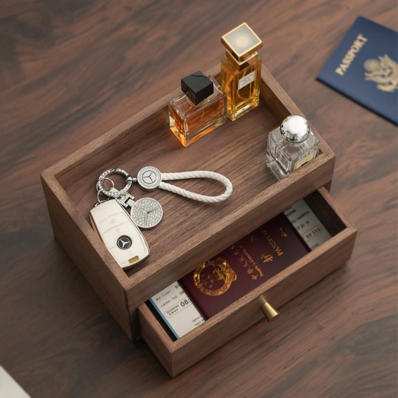 Stackable Solid Wood Drawer Makeup Organizer Box