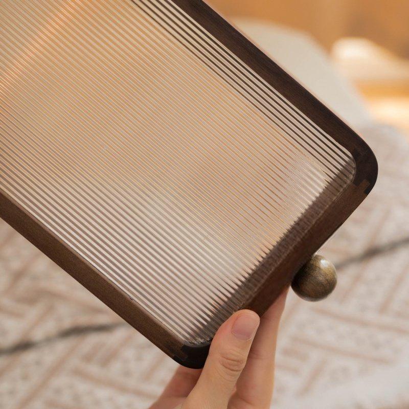 Vintage Wooden Cosmetic Storage Tray with Glass Lid