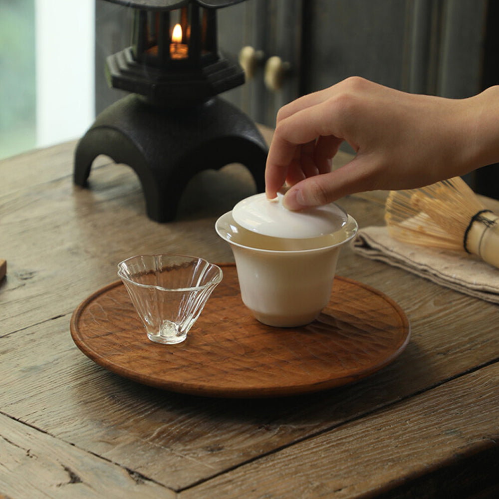 Water Ripple Round Plate Solid Wood Round Tray