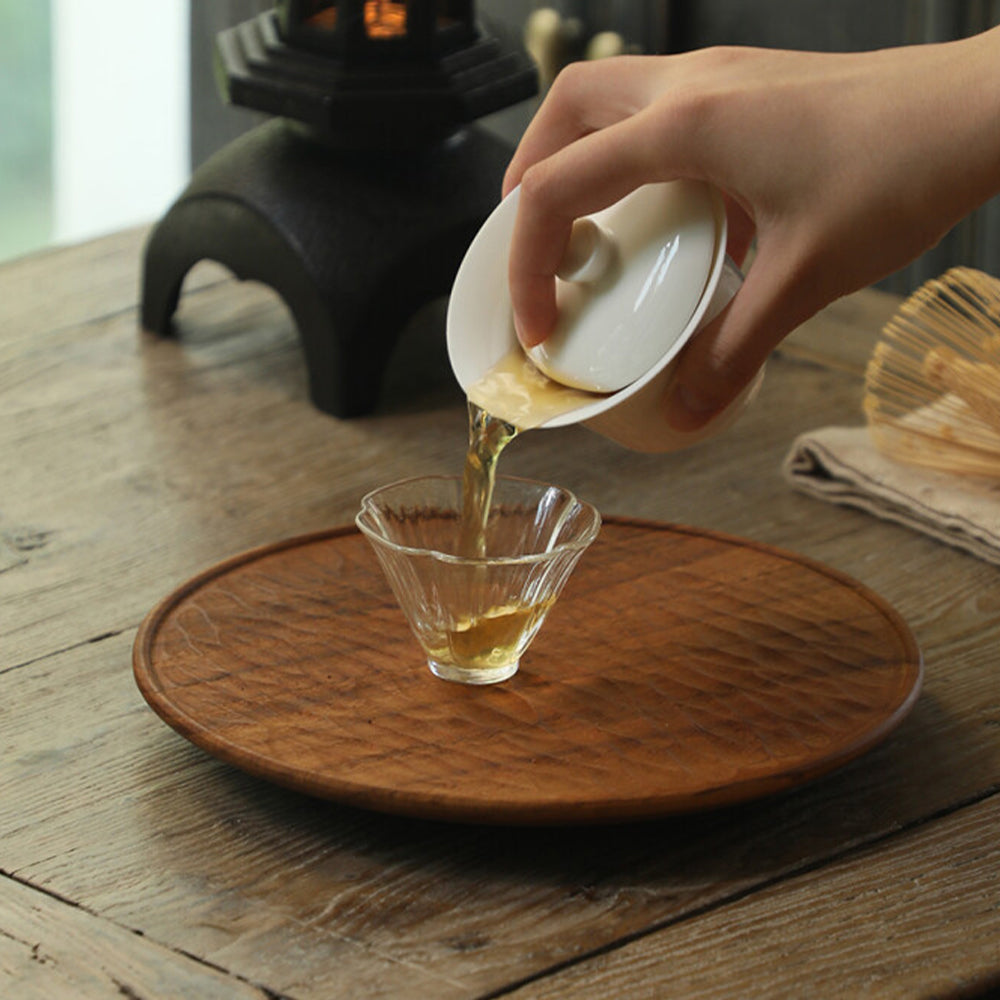 Water Ripple Round Plate Solid Wood Round Tray