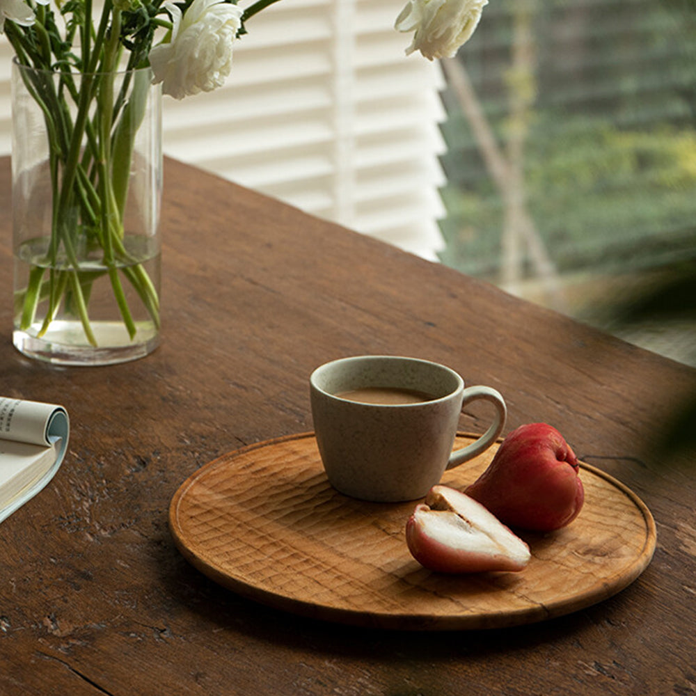 Water Ripple Round Plate Solid Wood Round Tray