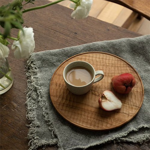 Water Ripple Round Plate Solid Wood Round Tray
