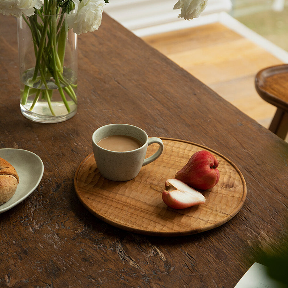 Water Ripple Round Plate Solid Wood Round Tray