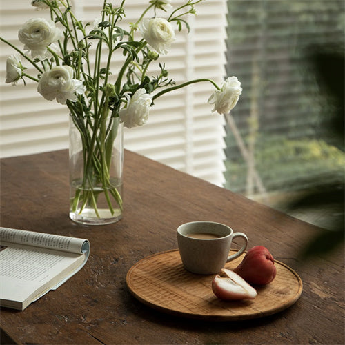 Water Ripple Round Plate Solid Wood Round Tray