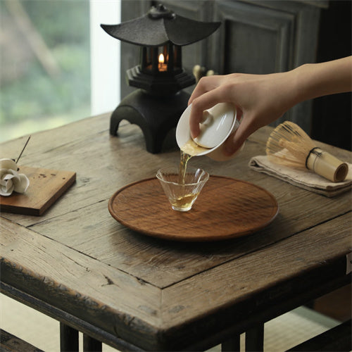 Water Ripple Round Plate Solid Wood Round Tray