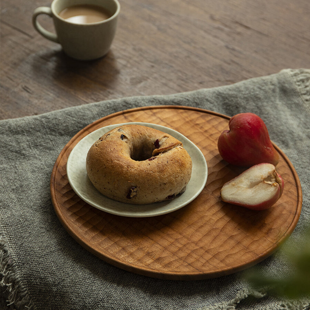 Water Ripple Round Plate Solid Wood Round Tray