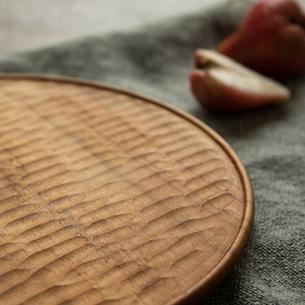 Water Ripple Round Plate Solid Wood Round Tray