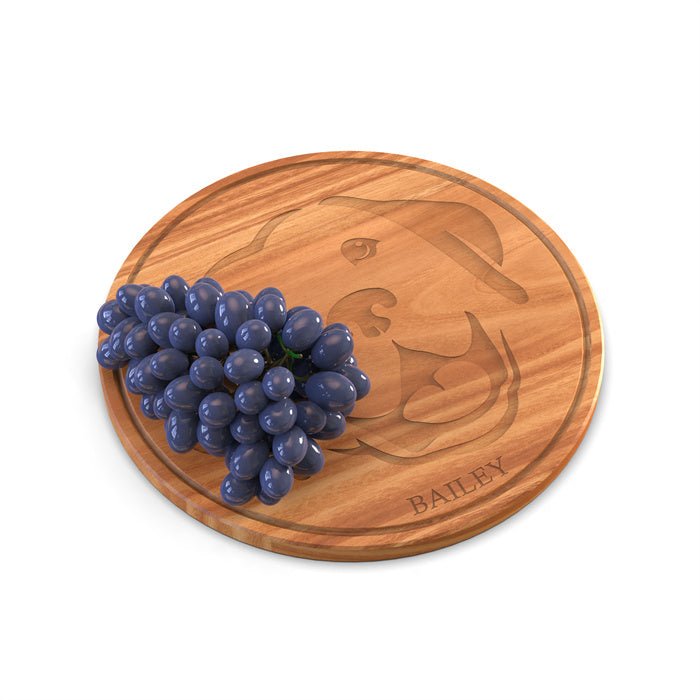 WORDS WITH WOOD LTDCircle Cutting Board with Monogram and Dog