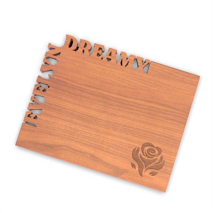 WORDS WITH WOOD LTDCutting Board Angled - sided with Name and Rose