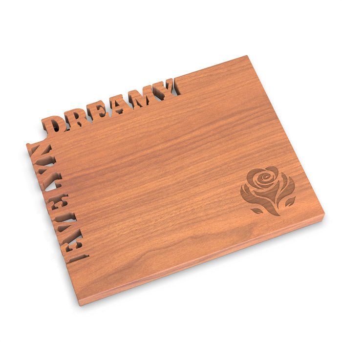 WORDS WITH WOOD LTDCutting Board Angled - sided with Name and Rose