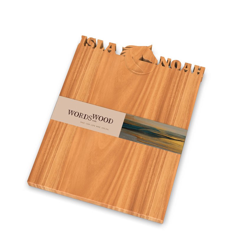 WORDS WITH WOOD LTDCutting Board with Name and Horse Pattern
