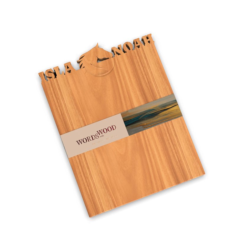 WORDS WITH WOOD LTDCutting Board with Name and Horse Pattern