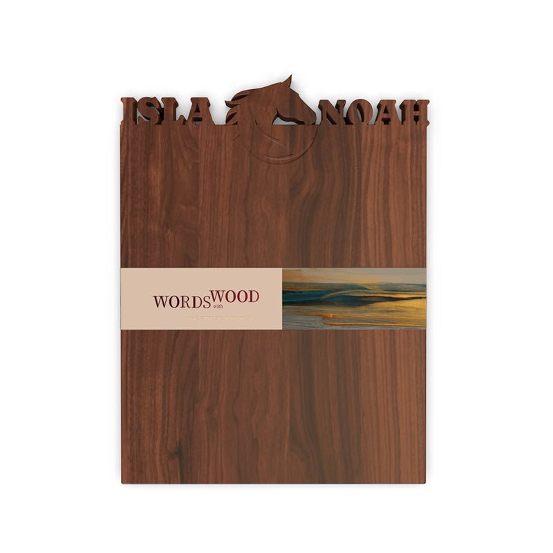 WORDS WITH WOOD LTDCutting Board with Name and Horse Pattern