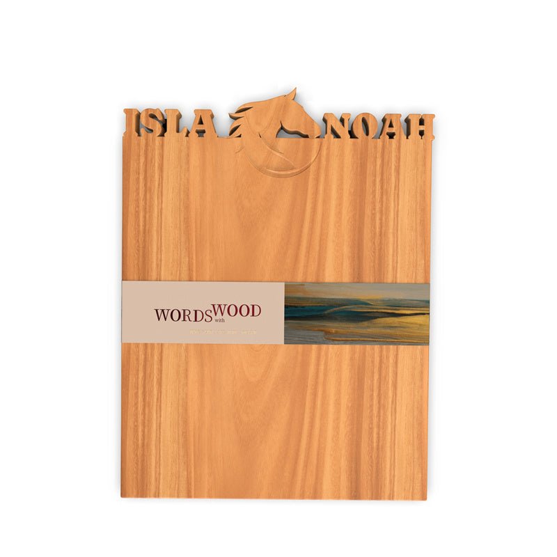 WORDS WITH WOOD LTDCutting Board with Name and Horse Pattern