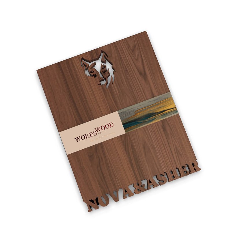 WORDS WITH WOOD LTDPersonalized Cutting Board Name and Wolf Pattern