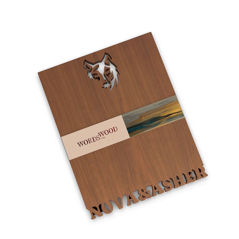 WORDS WITH WOOD LTDPersonalized Cutting Board Name and Wolf Pattern