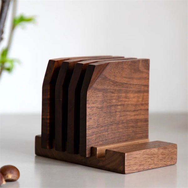 WORDS WITH WOOD LTDWalnut Angled Coaster Set