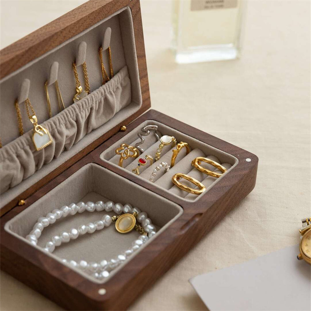 (1 Layer) Walnut Handmade Box For Jewelry Ring Trinket